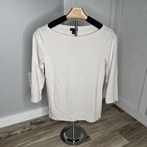 Ann Taylor Petite, 3/4 Sleeve White Top Women's XSP, Lightweight